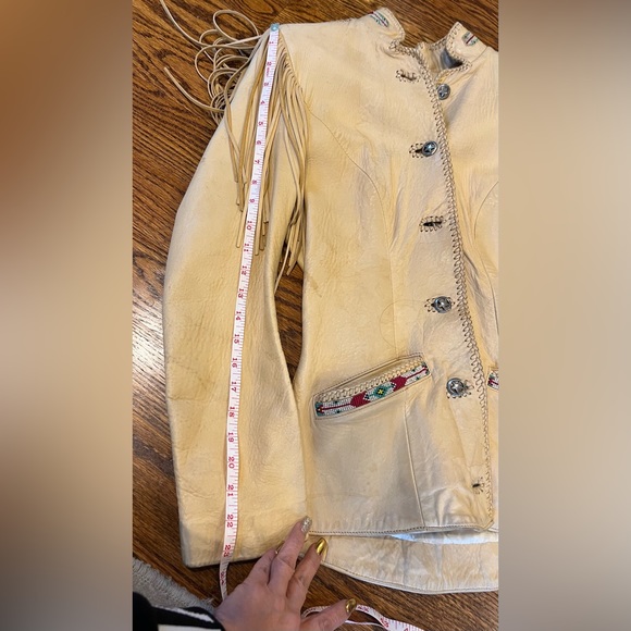 Ren Ellis Southwest Beaded Women Leather Jacket with Fringe - Picture 9 of 12